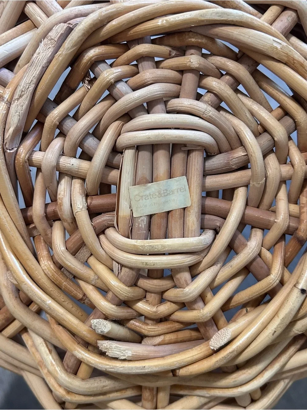 Crate & Barrel Woven Wicker Harvesting Kitchen Basket with Handle
